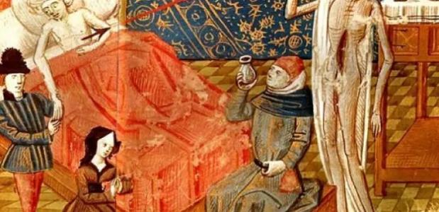 Miniatuur van de Zwarte Dood, Italië 15e eeuw