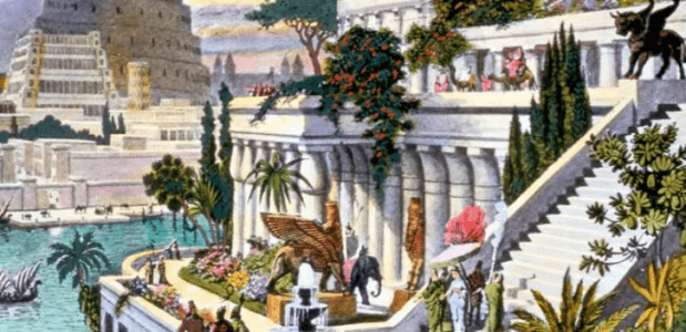 De hangende tuinen van Babylon in een 19e-eeuwse interpretatie
