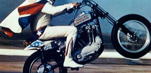 Evel Knievel, motorfiets, motorkleding.