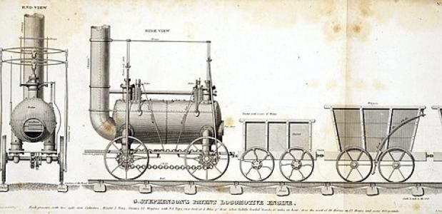 De stoomlocomotief van George Stephenson.