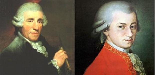 Componisten Joseph Haydn en Wolfgang Amadeus Mozart in de 18e eeuw
