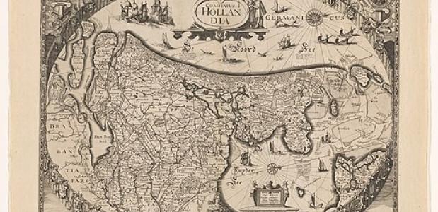 Kaart van Graafschap Holland rond 1635.