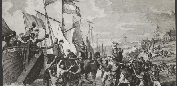 de aankomst van Willem Frederik, Prins van Oranje op 30 november 1813 in Scheveningen