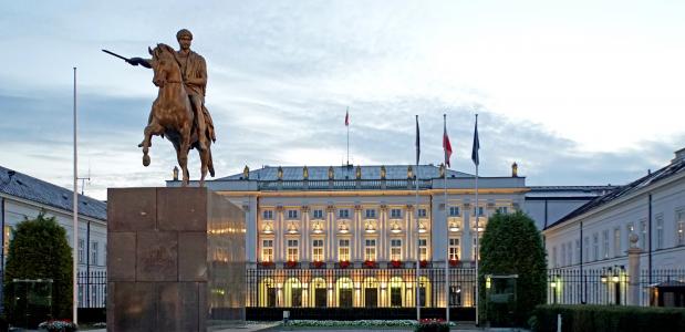 Het presidentiële paleis in Warschau, Polen, waar het Warschaupact werd opgesteld en ondertekend op 14 mei 1955