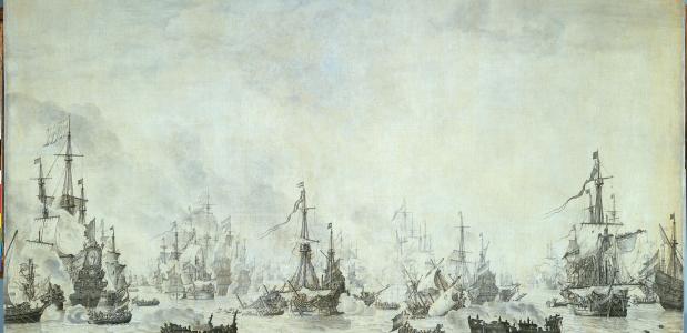 Slag bij Duins door Willem van de Velde. 
