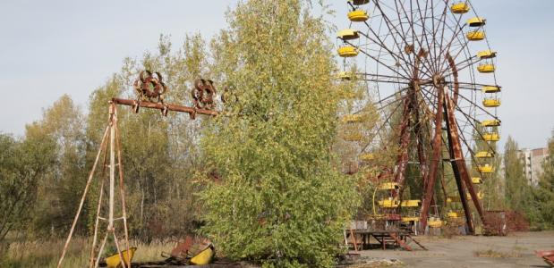 Pretpark in Pripyat in de buurt van de kerncentrale van Tsjernobyl
