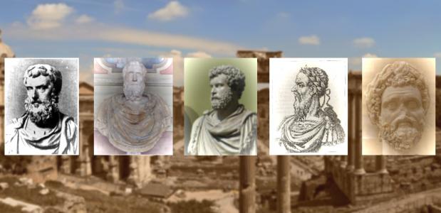 Pertinax,Didius Julianus, Clodius Albinus, Pescennius Niger, Septimius Severus, de vijf keizers van het vijfkeizerjaar