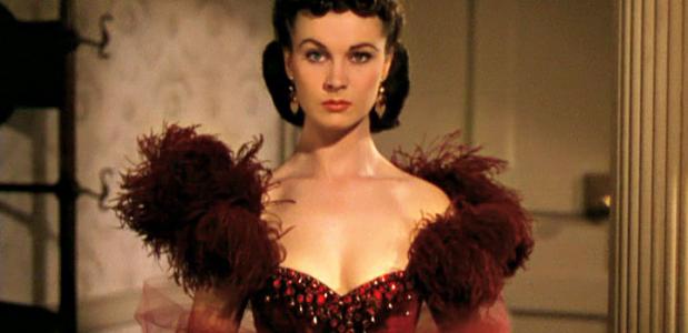 Vivien Leigh als hoofdpersonage Scarlett O'Hara in 'Gone with the Wind'.