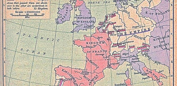Kaart van het grote schisma in 1054