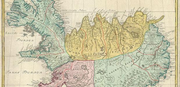 Kaart van IJsland uit 1761. 