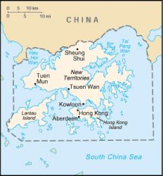 Kaart van koloniaal Hongkong 