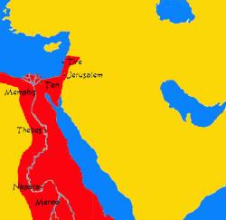 Het koninkrijk Koesj onder leiding van de 25ste farao dynastie die de zwarte farao's werden genoemd