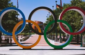 De Wereldberoemde Olympische Ringen in Atlanta, Georgia