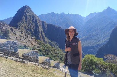 Jacqueline bij Machu Picchu