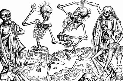 Bron: Michael Wolgemut, Public domain, via Wikimedia Commons Danse Macabre