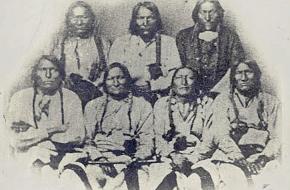 Een delegatie van stamhoofden van de indianenstammen uit Sand Creek