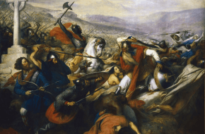 De Slag bij Poitiers. Een schilderij door Charles de Steuben uit 1837. Bron: Wikimedia Commons.