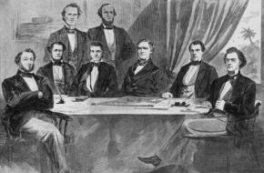 Het kabinet van Jefferson Davis, de eerste president van de Geconfedereerde Staten van Amerika