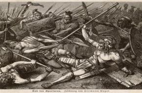 De dood van Spartacus door Hermann Vogel