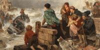storm in Nederland, schilderij