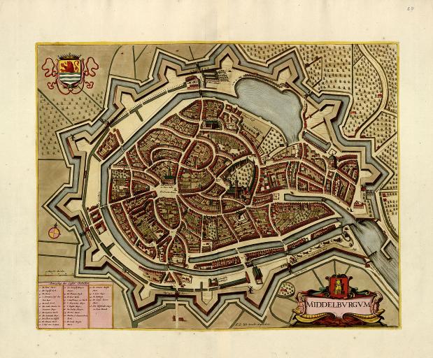 Historische stadskaart van Middelburg.