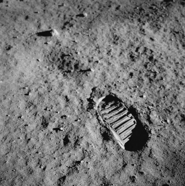 De eerste maanlanding, voetafdruk Buzz Aldrin 