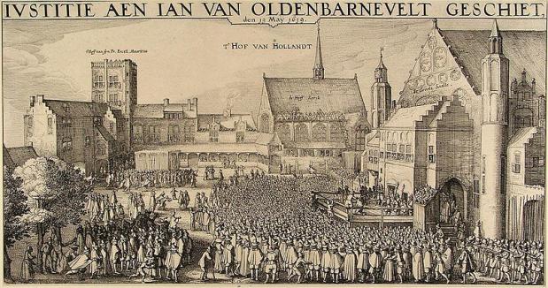 Onthoofding van Oldebarnevelt, Claes Janszoon Visscher II, 1619. (Wikimedia Commons)