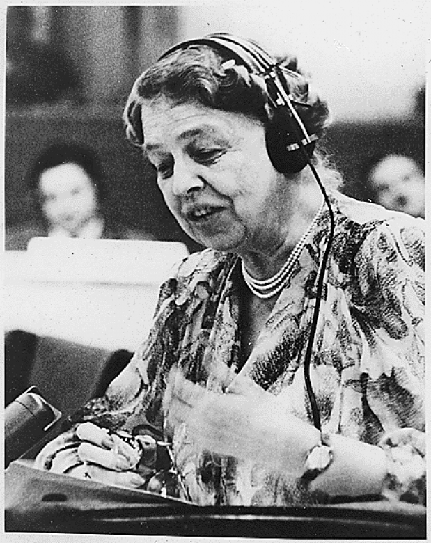 Eleanor Roosevelt in haar tijd als Amerikaanse vertegenwoordiger bij de Verenigde Naties.