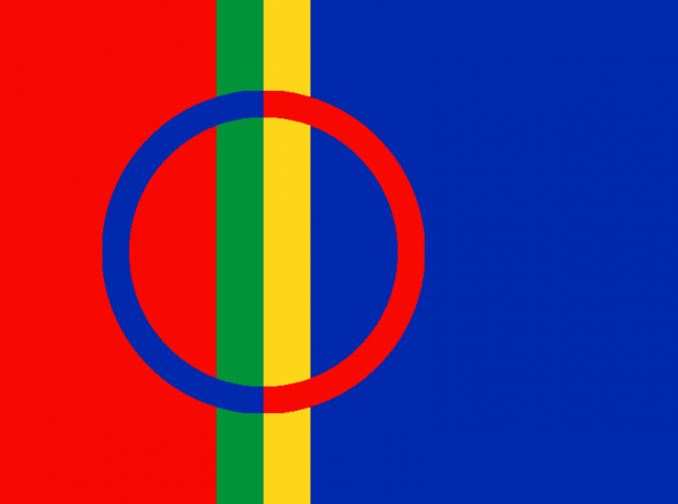 Vlag van de Sami of Samen ook wel beschouwd als de vlag van Lapland