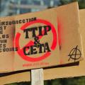 Stop TTIP en CETA protesten in Brussel in 2019. De Internationale Handelsorganisatie was een gelijksoortig initiatief.