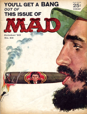 'Castro en de explosieve sigaar' op de cover van MAD Magazine, 1963